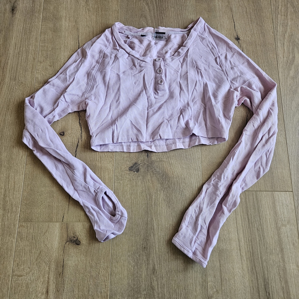 Women's Pink Long Sleeve Crop Top